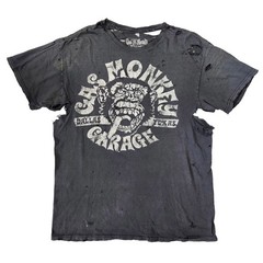 VTG Gas Monkey Garage Thrashed Distressed Gradient Sun Faded Worn WIP Paper Thin