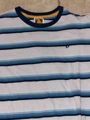 2 – Men’s Hang Ten Striped SS Shirts In Gray W/blue & Cream w/ Brown In Size S