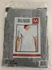 3 Pcs Men’s Classic Fit Cotton V Neck Tee, Multipack, Black/Grey/White – Medium