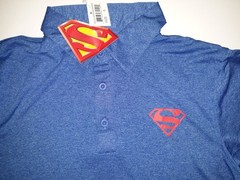 Superman Polo Shirt Blue Men’s SMALL DC Comics Button Logo Poly NEW