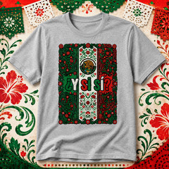 Mexico Flag Eagle Eagle Floral Culture T-Shirt Mens S- 3XL Black