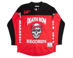 Death Row Records Tupac Shakur Red Black Hockey Jersey by Headgear Classics
