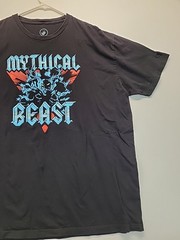Mythical Beast Mens 2XL Black Classic Metal Band Graphic Print T-shirt Cotton