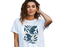 Retro Botanical Birds T-Shirt, Folk Art Bird Shirt, Vintage Nature Tee, Cottagec