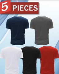 5 Pack Men’s Graphic T-Shirts Crew Neck Short Sleeve Casual Polyester Tees S-3XL