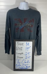 The Clarks Shirt Men Medium Restless Days Long Sleeve Crew Neck Gray Gildan Tag