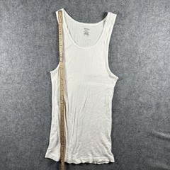 Alfani Ribbed Tank Top Large White Solid Cotton Slim Fit A-Shirt Undershirt