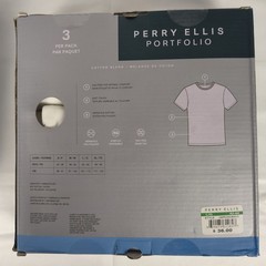 Perry Ellis Portfolio 3 Pack Crew Neck Tee White Cotton Blend Undershirt S M L