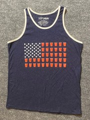 FIFTHSUN Tank Top Mens M Navy White American Beer Pong Cup Flag Graphic 4thJuly