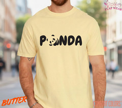 Unisex Panda Graphic T-Shirt – Cute Typographic Panda Shirt – Black Logo Tee for