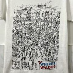 Where’s Waldo Beach Graphic T-Shirt Cartoon Illustration Streetwear 80s Small