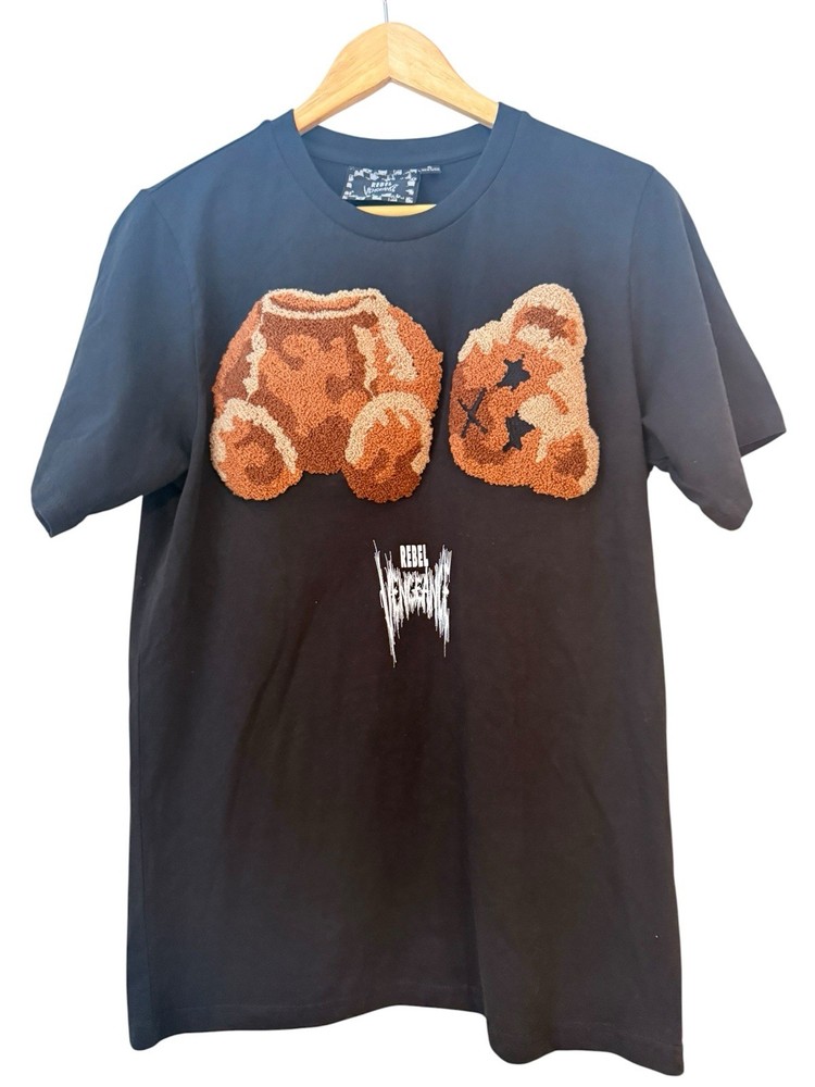 Rebel Vengeance Headless Teddy Bear 100% Cotton Black Tshirt Size Small S Y2K