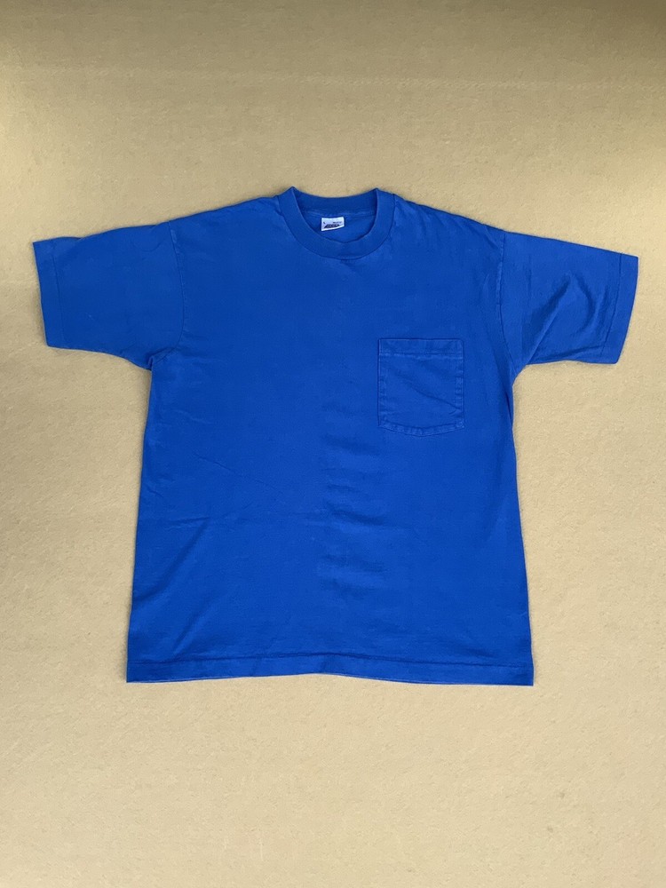 VTG BVD T Shirt Men’s LARGE Single Stitch Blue MADE USA Workwear 80s