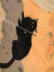 Japanese Vintage Short-Sleeve Shirt Black Cat by Hishida Shunsō No-Iron SMLXL2XL