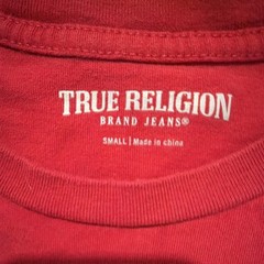 True Religion Men’s S Red Metallic Buddha Graphic Crew Neck SS Tee