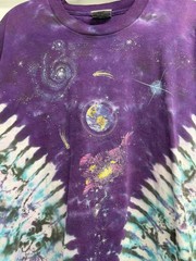 Vintage 1992 Liquid Blue GALAXY Tie Dye T-Shirt Mens XL Hippie Rave Single 90s