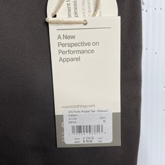 VUORI Short Sleeve Ponto Pocket Tee Men’s Size M Carbon