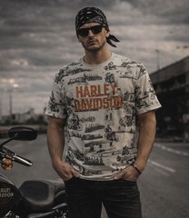 Harley Davidson T-Shirt Old Fashion Motorcycles Print Mens Large HD Harley Shirt