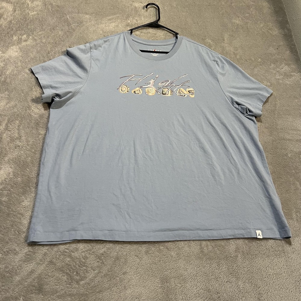 Jordan Shirt Mens 3XL Blue Flight Championship Rings Graphic Tee Basketball