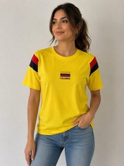 Vintage Colombia Flag Embroidered Oversized Football T-Shirt,Retro Soccer Street