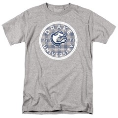 Drake University Adult T-Shirt Plaid Badge, Athletic Heather, S-5XL