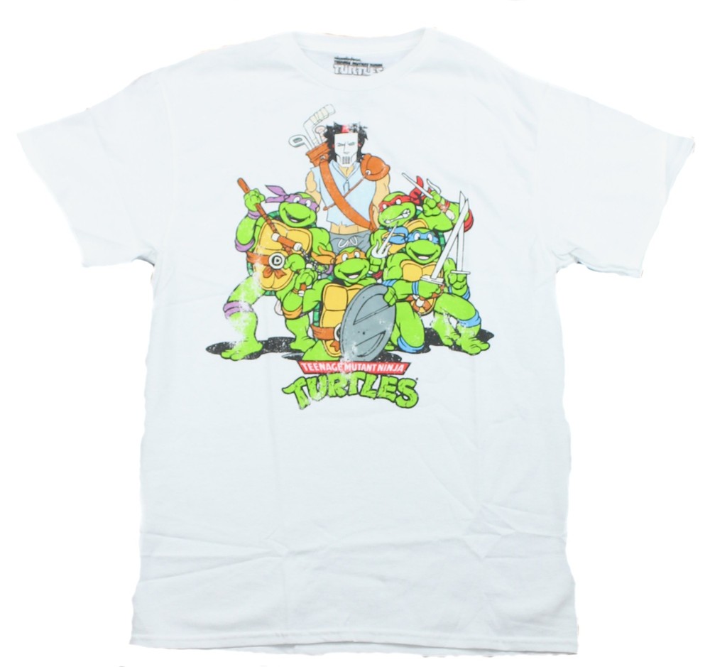 Teenage Mutant Ninja Turtles Mens T-Shirt – Distressed Cartoon Casey Jones Group