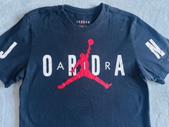 Nike Air Jordan Shirt Mens Medium Black Crew Neck Cotton Knit Spell Out