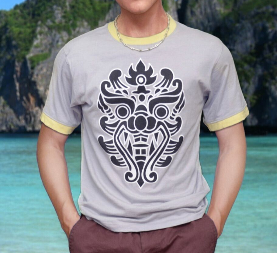 Movie The BEACH Graphic short sleeve T-shirt gray yellow fashion tops unisex