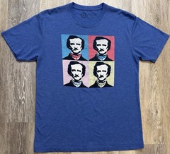 Edgar Allan Poe Pop Art Out Of Print T-Shirt Medium Vintage Royal Blue Warhol