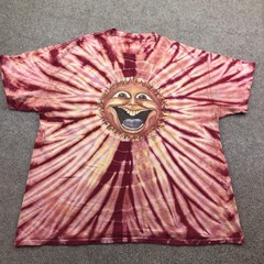 Vintage Mike DuBois Sun Shirt Mens XL Red Tie Dye Psychedelic Aztec Graphic 80s
