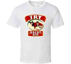 Try Rugby Beer Football Sports Drink Famous Sports Retro Style T Shirt