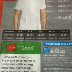 Vtg Hanes Men’s tagless V-Necks T-Shirts White 6 Pack Size S (34-36″) New In Pkg