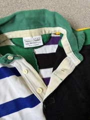 Vintage Heavyweight Rugby Shirt Harlequin Style Multicolour Made In England