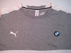 EUC- BMW Motorsport M Series PUMA Gray/White Cotton T-Shirt Mens Size Medium