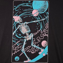 Skater Skeleton Mens XL Black Casual Streetwear Surfer Horror Space NWT