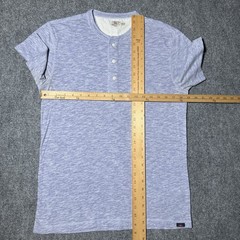 Faherty Blue Heather Dyed Cotton Blend Short Sleeve Henley Shirt Men Small
