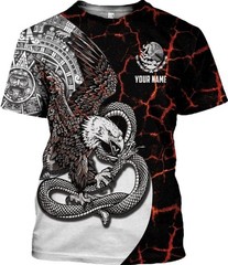 Custom Mexico Shirts Personalized Name Mexican 3D Flag Shirt for Men Women Aztec