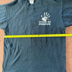 Fruit of the Loom Hands On Rescue Graphic T-Shirt Mens Large Black Heavy Cotton