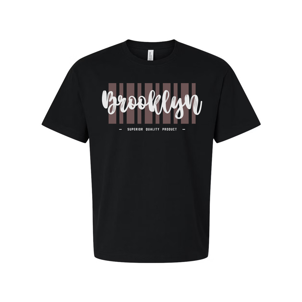 Brooklyn Graphic Tee With Vertical Stripes Unisex Urban T Shirt For Everyday Wea