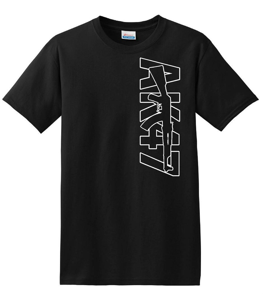 all new AK-47 T-Shirt Out Line Logo Rifle Gun Size S to 5XL 100% cotton
