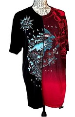 Affliction Black Label Men/Unisex Skull Graphic T-Shirt Black/Red Crew Neck XL