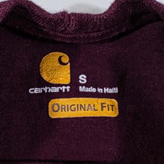 Carhartt Spell Out T-Shirt Small Sun Faded Distressed Streetwear Burgandy