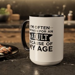 I’m Often Mistaken for an Adult Due to My Age – Two-Toned Mug