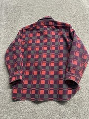Vintage 60s Champion Cotton Red Plaid Flannel Shirt Size L Gusset Paint Splatter