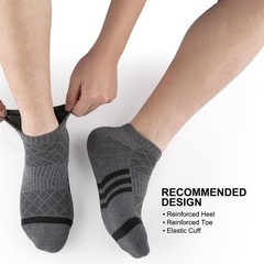 12 Pairs Mens Cushion Ankle Socks, Athletic Running, Low Cut, Breathable