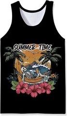 Mens Cotton Tank Tops Funny Graphic Beach Summer Sleeveless Muscle Tank Top