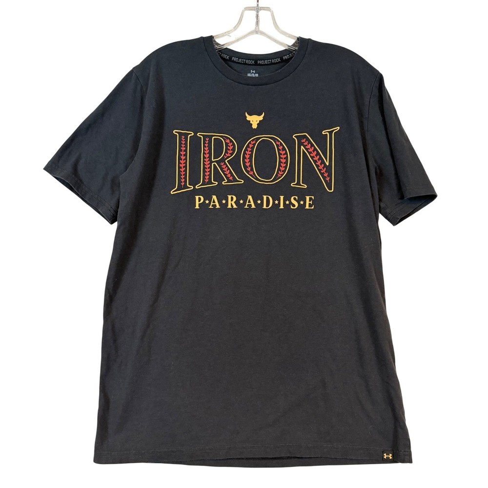Under Armour Project The Rock Iron Paradise T-Shirt Mens •L• Brahma Bull Logo