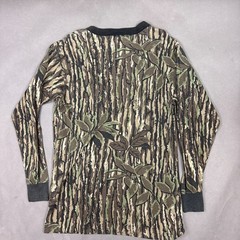 Vintage Spartan Shirt Mens Medium Green Realtree Made USA 90s Ringer Hunt Faded