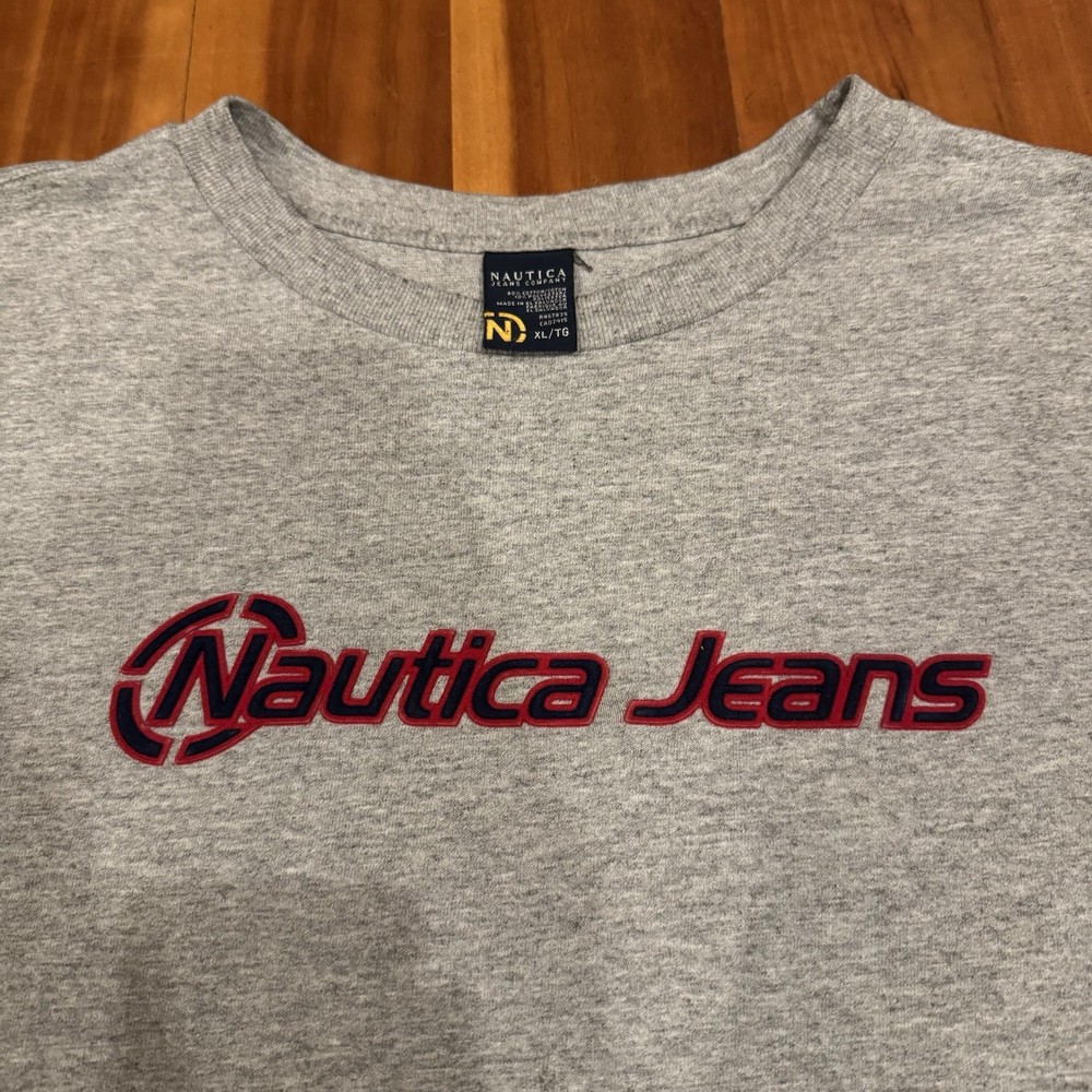 Vintage Y2K Nautica Jeans Gray Tee Size XL