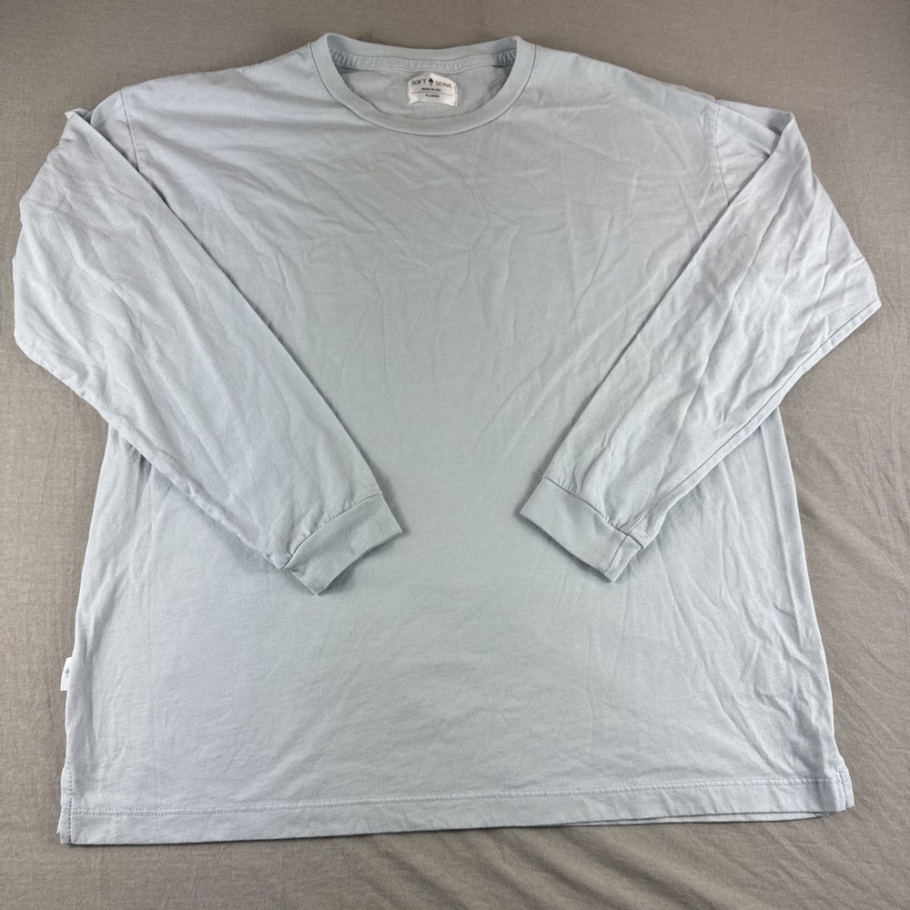 Soft Serve Supima Cotton Shirt Mens XL Blue Long Sleeve Organic Cloud USA Made